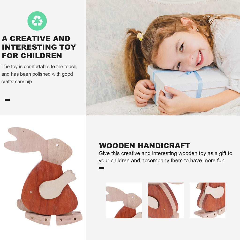 Red Rabbit Wooden Crafts Toys Playset U535858