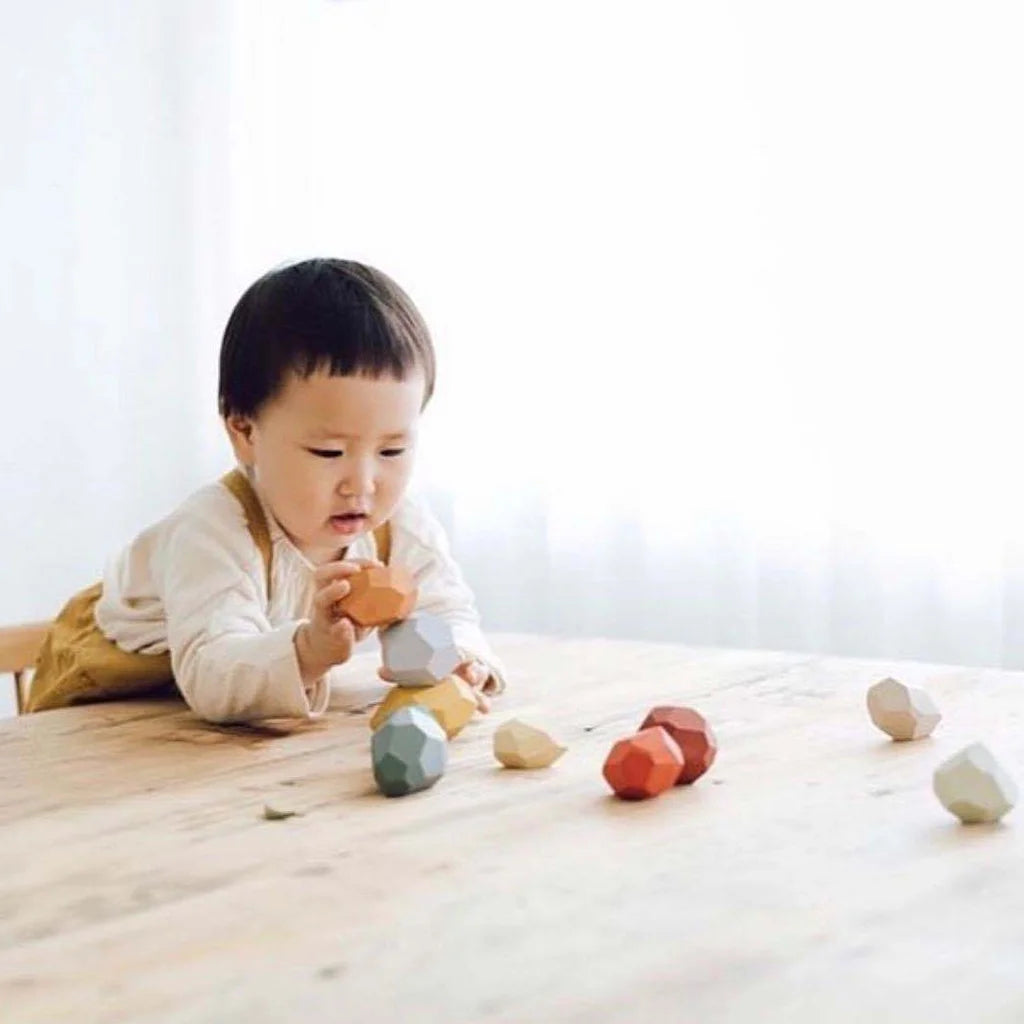 36 Pcs Wooden Colored Stone Stacking Game Building Block G138381