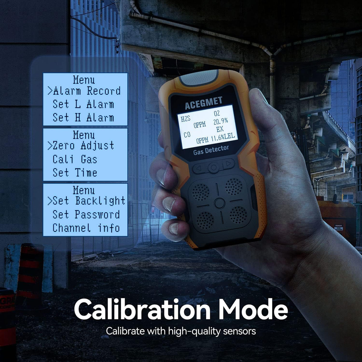 4 Gas Monitor H2S, O2, CO and LEL Combustible Gas Detector Q4879