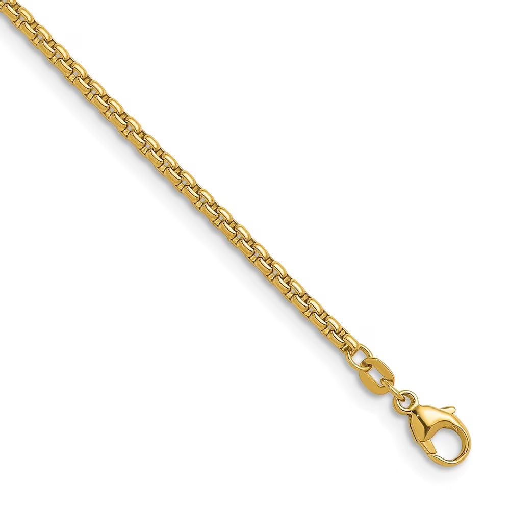 18K Yellow Gold Polished Solid Box Chain Necklace 24" B565