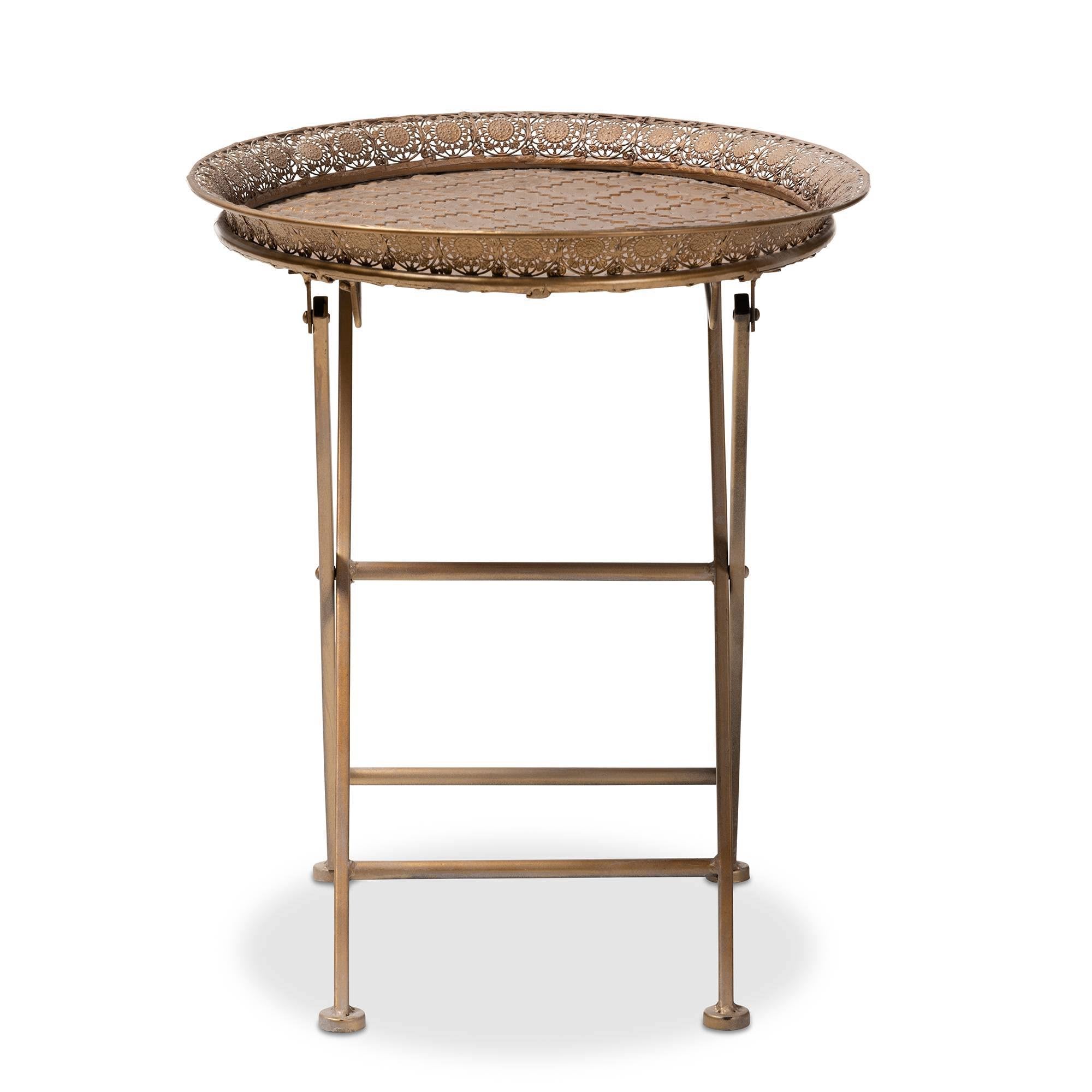 Gold-Tone Metal Folding Tray Table D3220