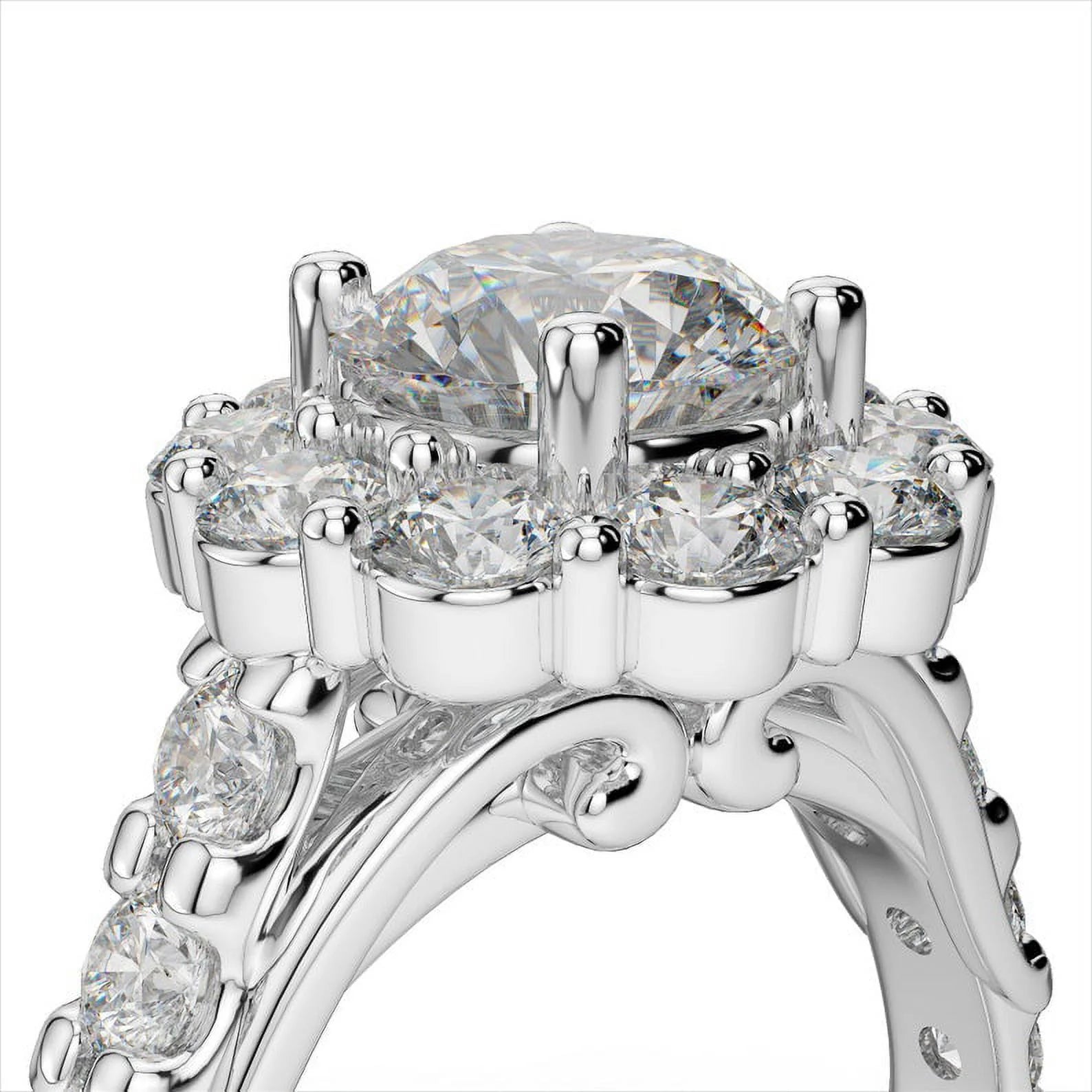 14K White Gold Moissanite Wedding Ring U280