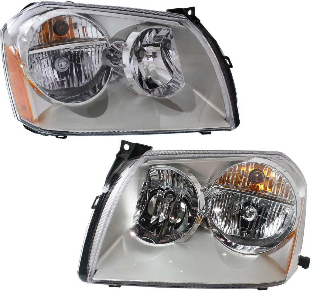 Chrome Pair Headlight for Dodge Magnum 2005 2006 2007 with Bulbs Z8923