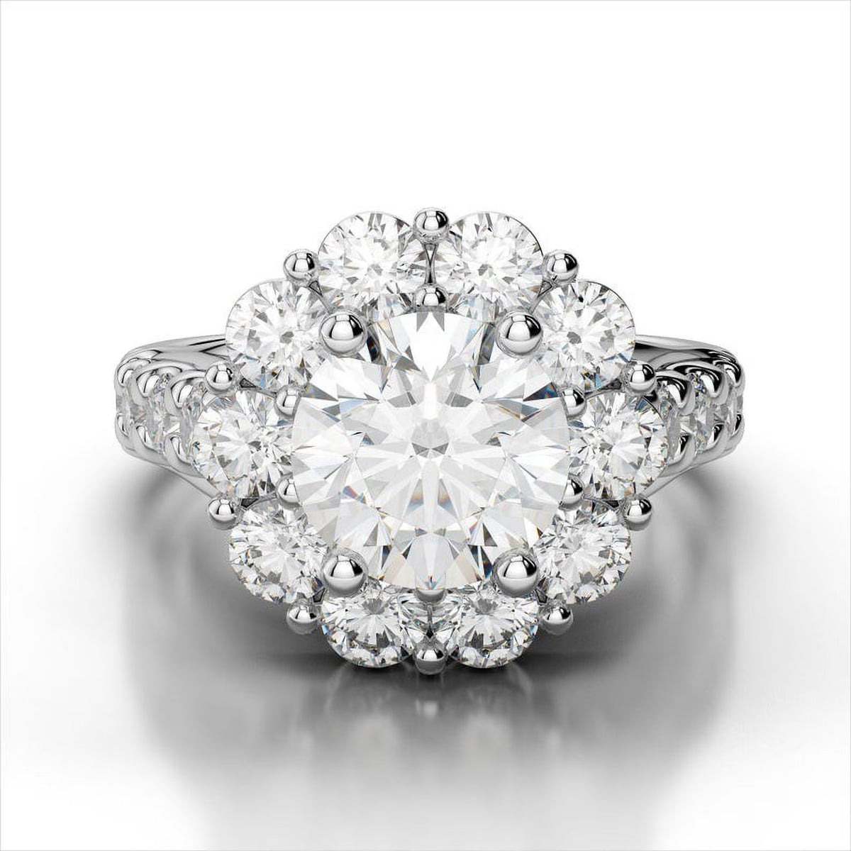 14K White Gold Moissanite Wedding Ring U280