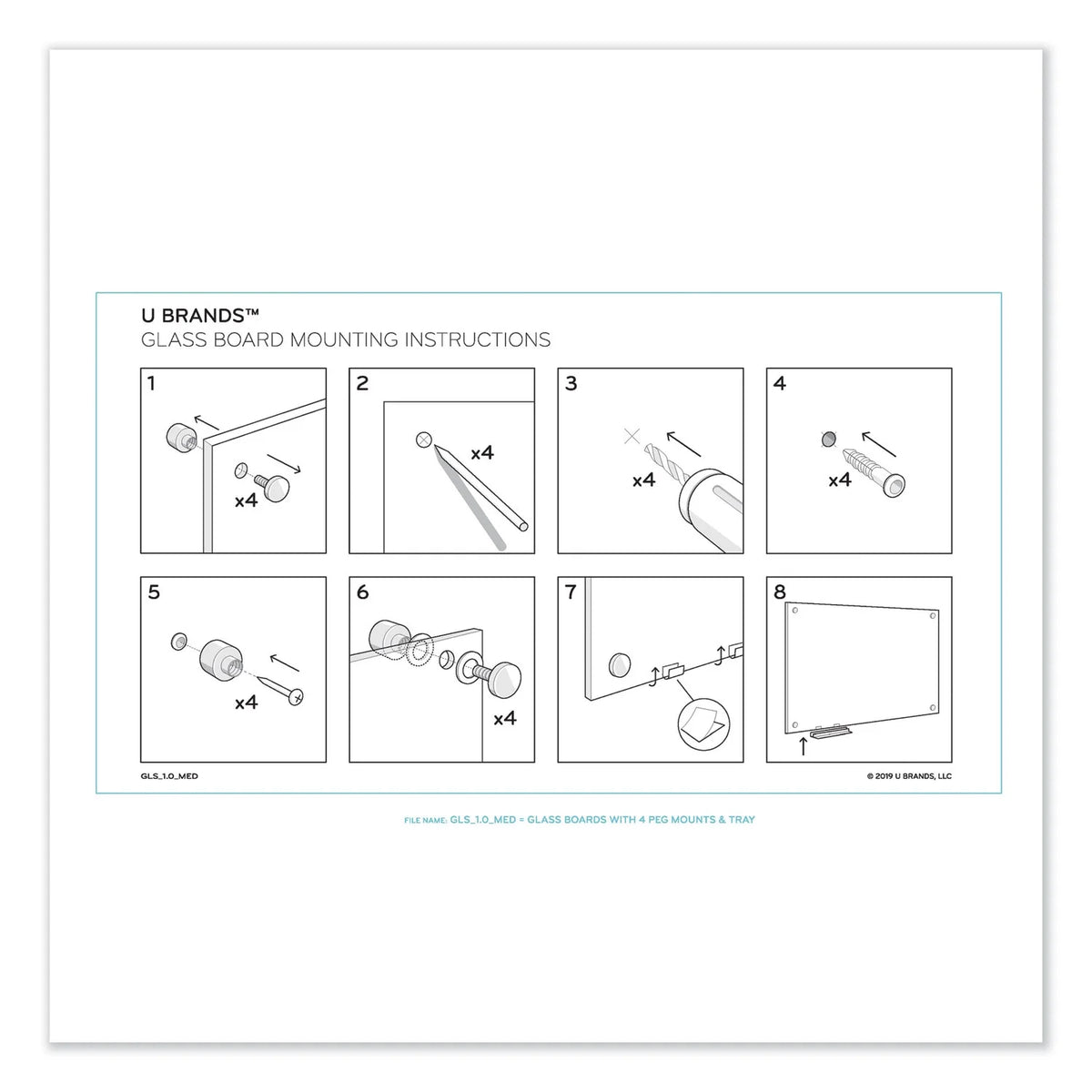 Magnetic Glass Dry Erase Board 48 x 36 White C290