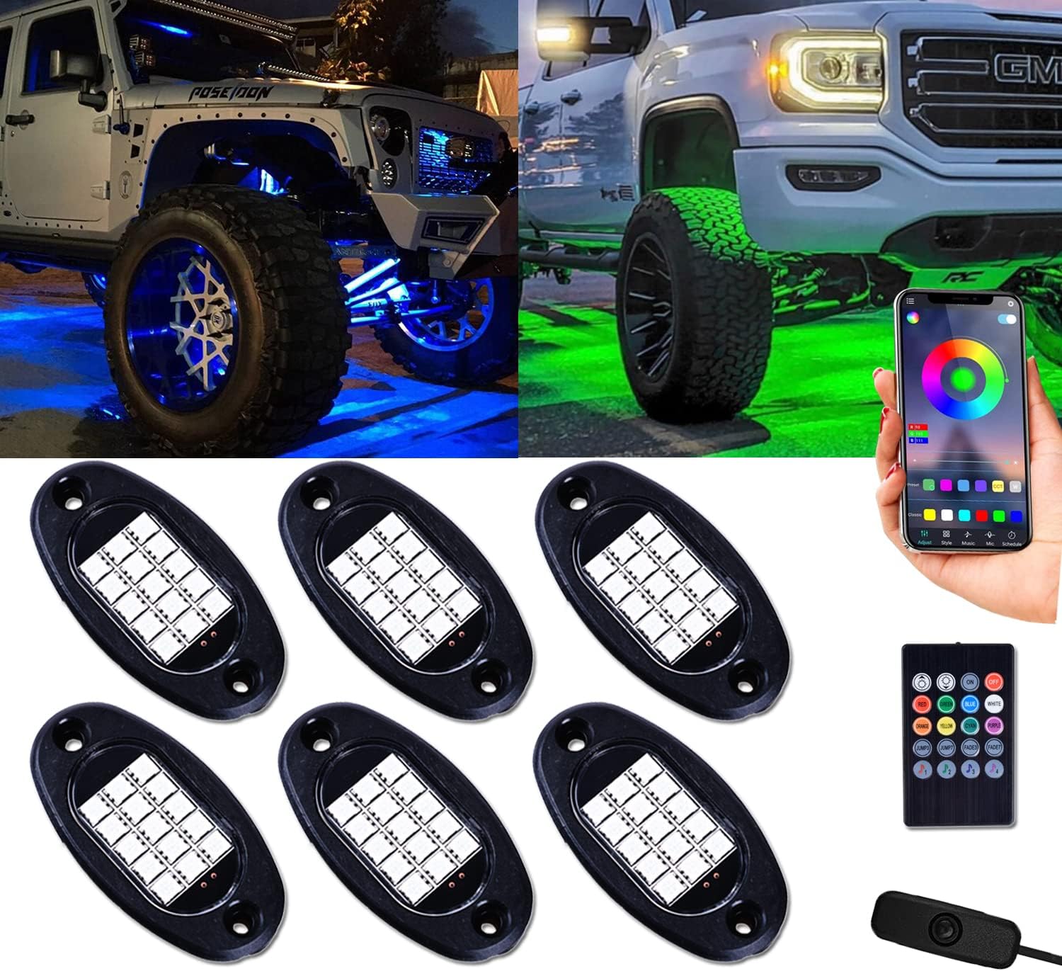 RGB LED Rock Lights Kit 10 Pods Multicolor Pack of 2 K26153