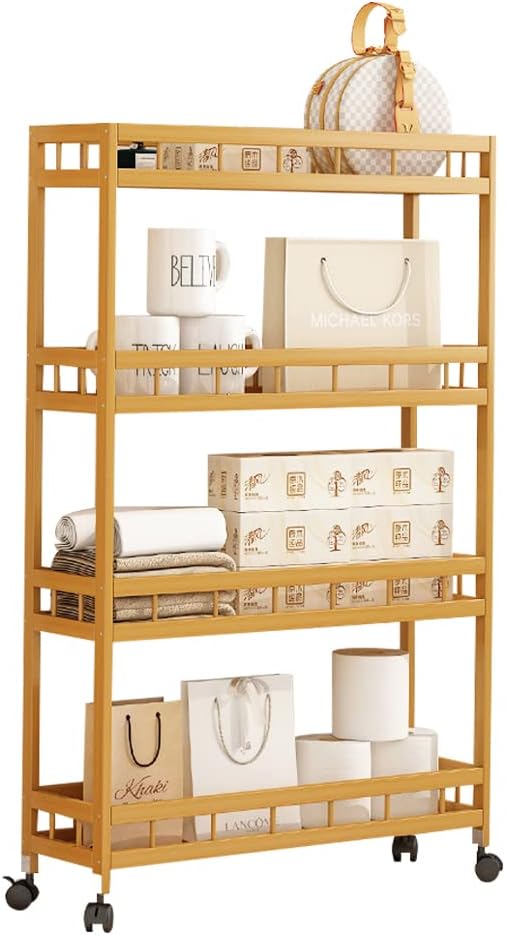 4-Tier Bamboo Rolling Kitchen Cart with Wheels Z865
