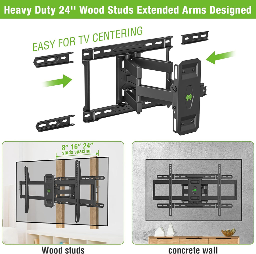 Full Motion TV Wall Mount Bracket with Dual Articulating Arms, Max VESA 600x400mm, Weight Capacity 110lbs, Pack of 2 Q182