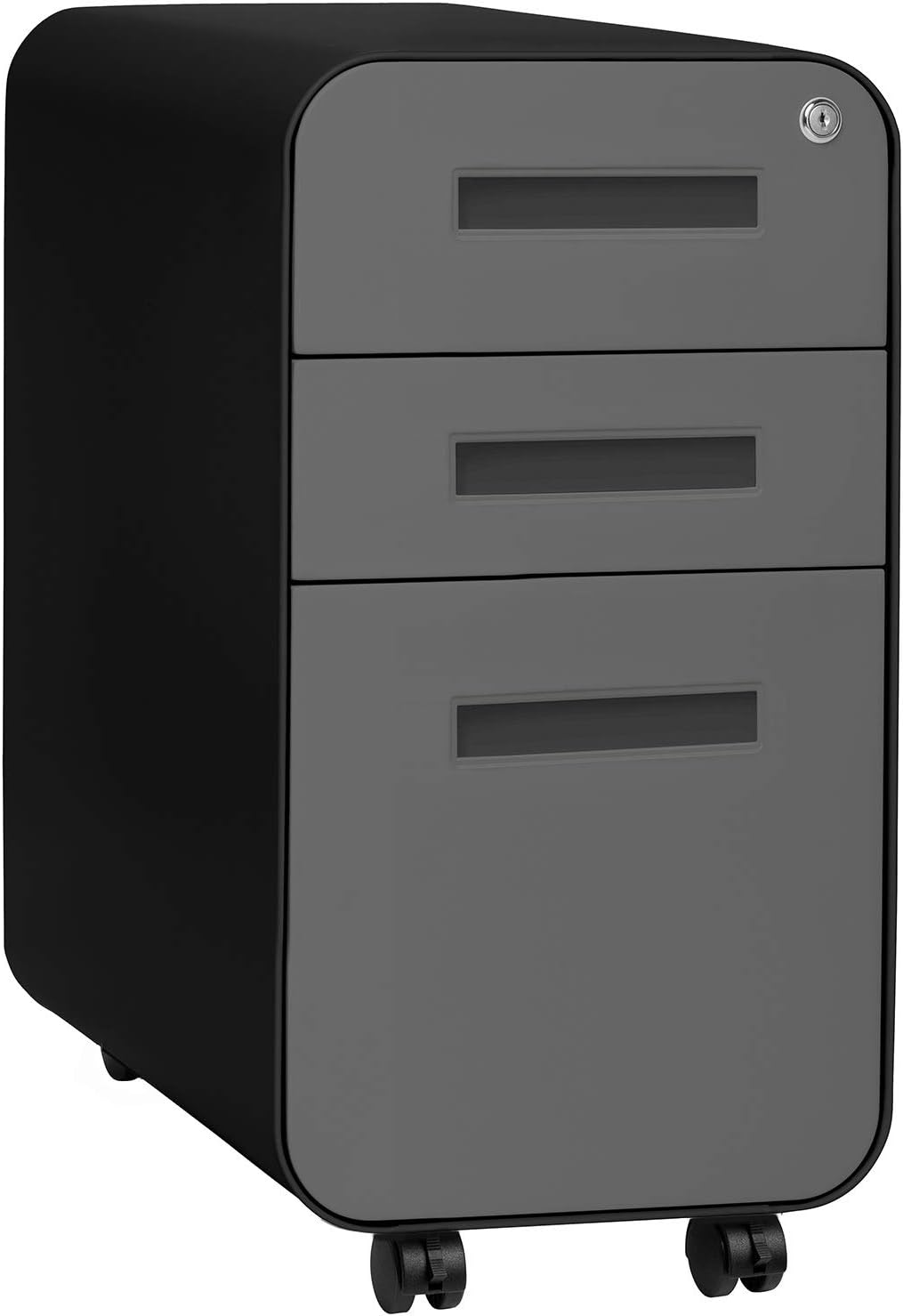 3-Drawer Mobile File Cabinet Black Grey F6467