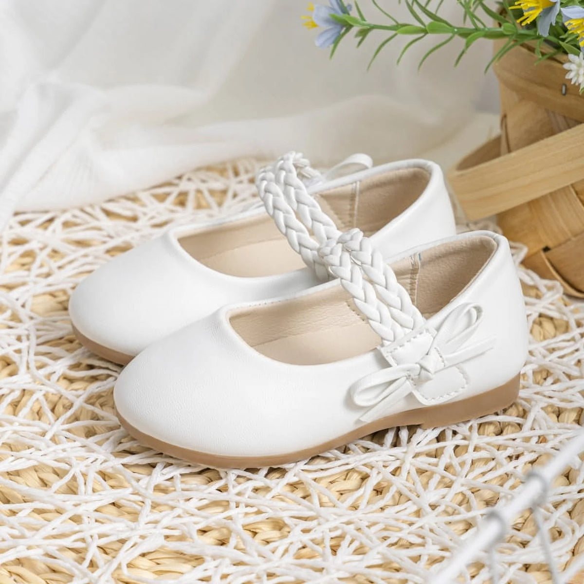 White Mary Jane Flat Toddler Dress Shoes U843098