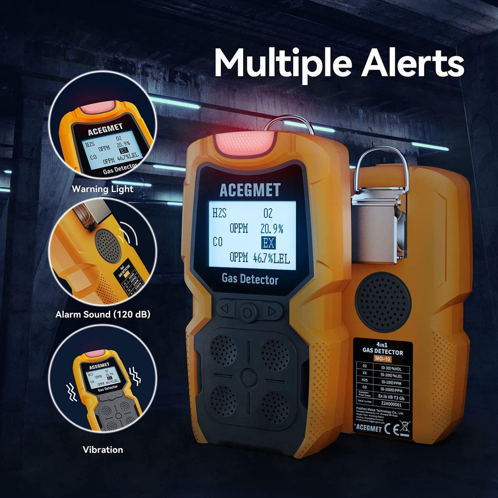 4 Gas Monitor H2S, O2, CO and LEL Combustible Gas Detector Q4879