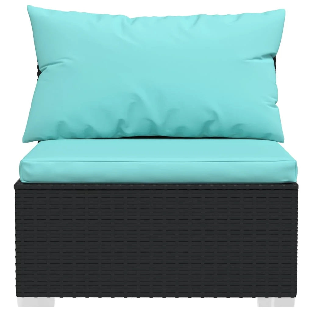 Black 2 Piece Poly Rattan Patio Furniture Set with Cushions R210748