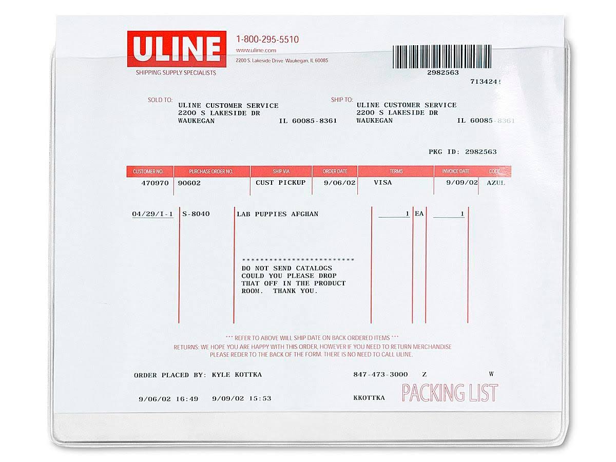 Press-On Vinyl Envelopes - 11 x 8 1/2 P844