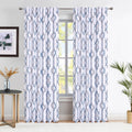 Blue White Geometric Blackout Curtain Panel, Back Tab, 52"x 84"x 2 P8931