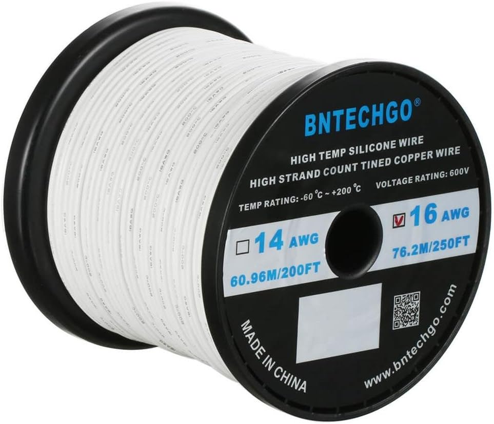 16 Gauge Silicone Wire Spool 500 ft Black Flexible 16 AWG Stranded Tinned Copper Wire Q87349