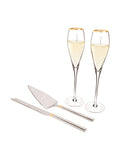 Gold Champagne Flutes and Cake Serving Set H7106
