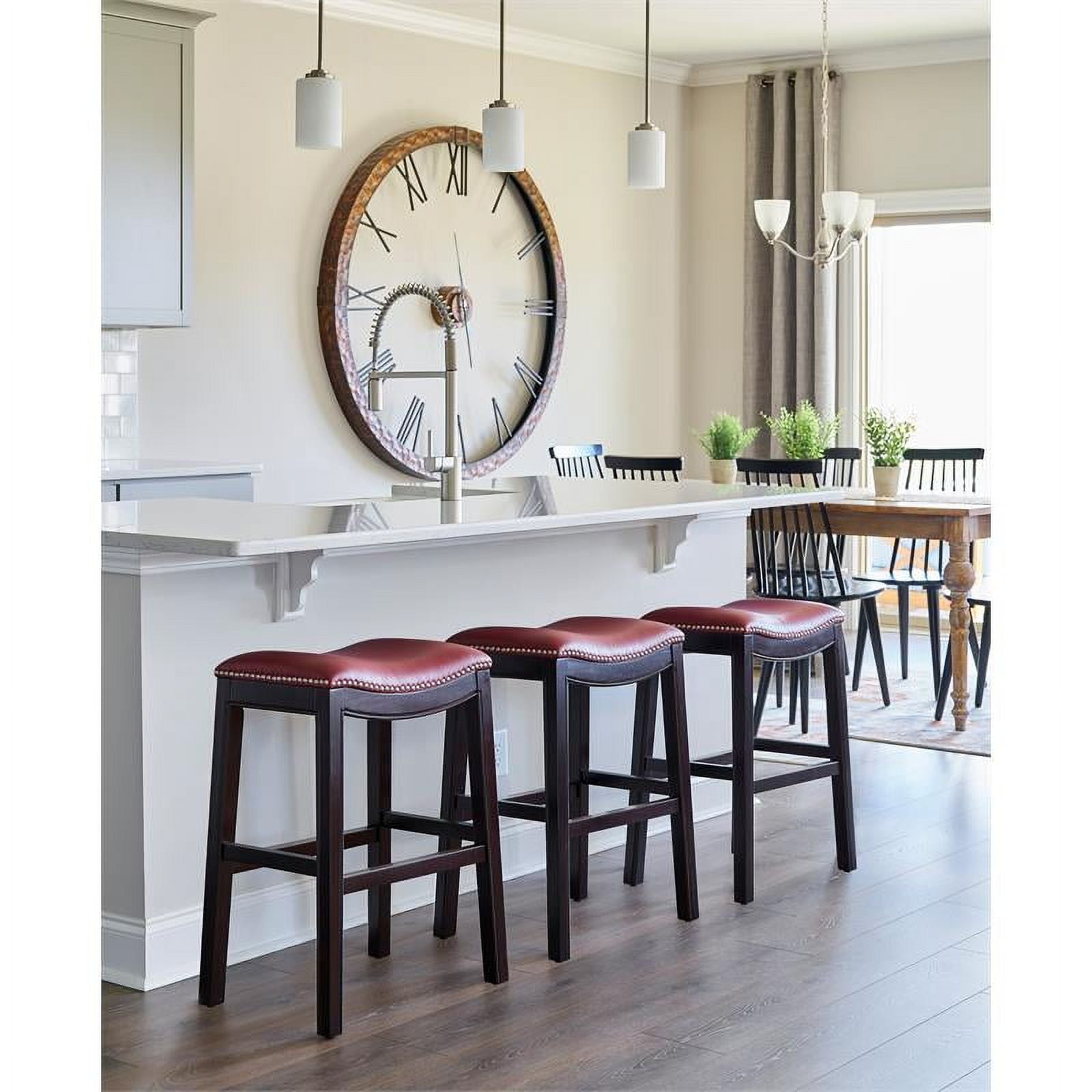 2 Piece Faux Leather Counter Height Barstool Set in Red M97816