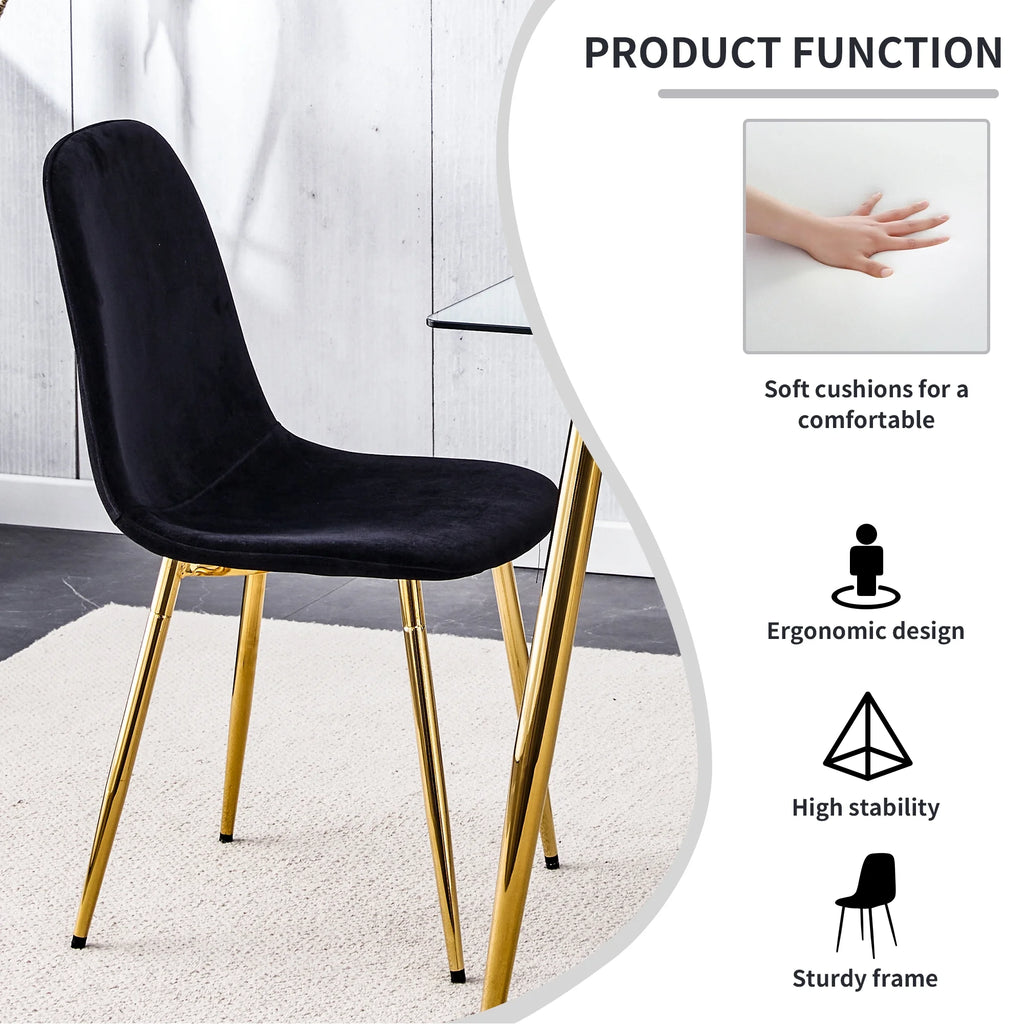 Set of 4 Velvet Dining Chairs with Golden Metal Legs G117443