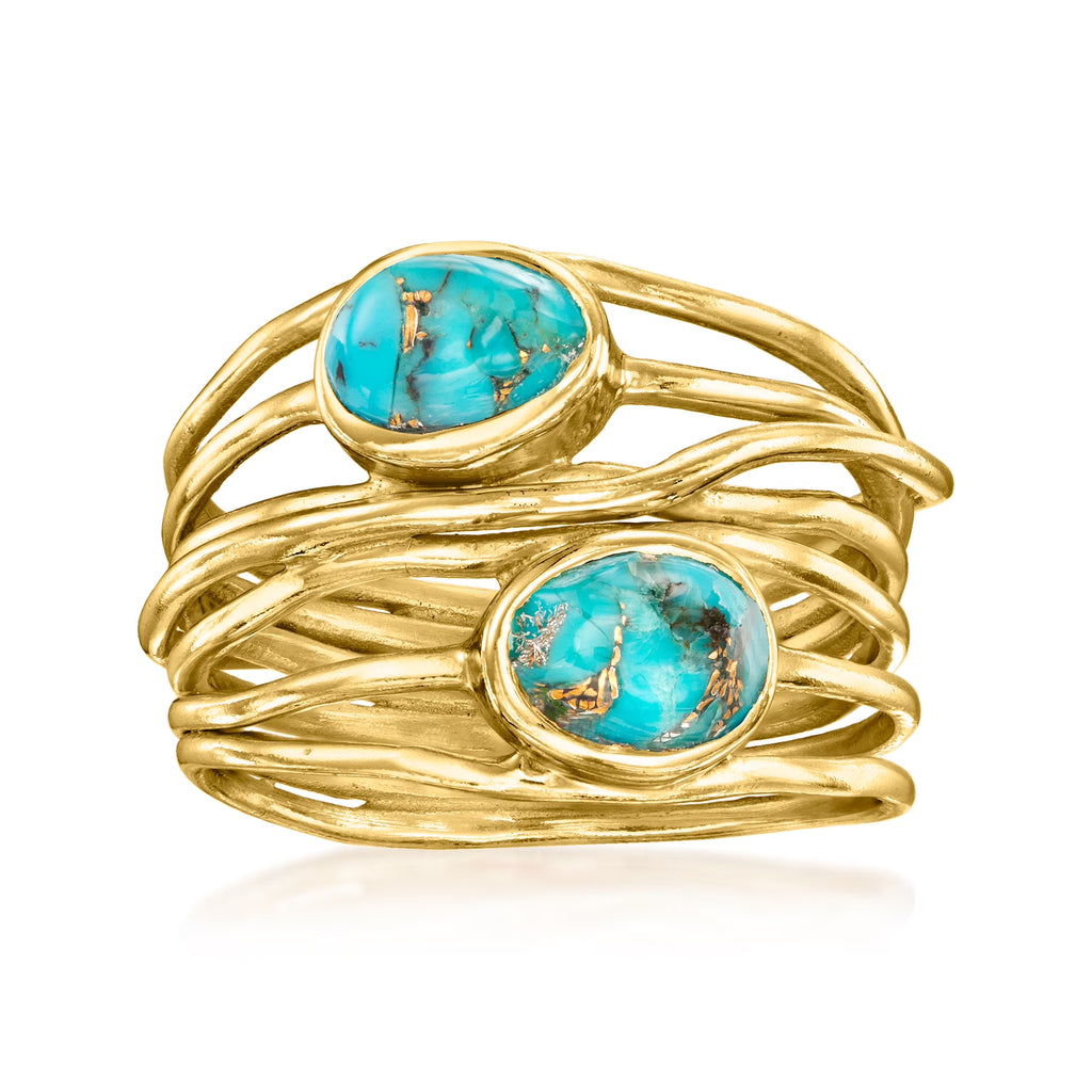 Turquoise Highway Ring in 18kt Gold Over Sterling M97599