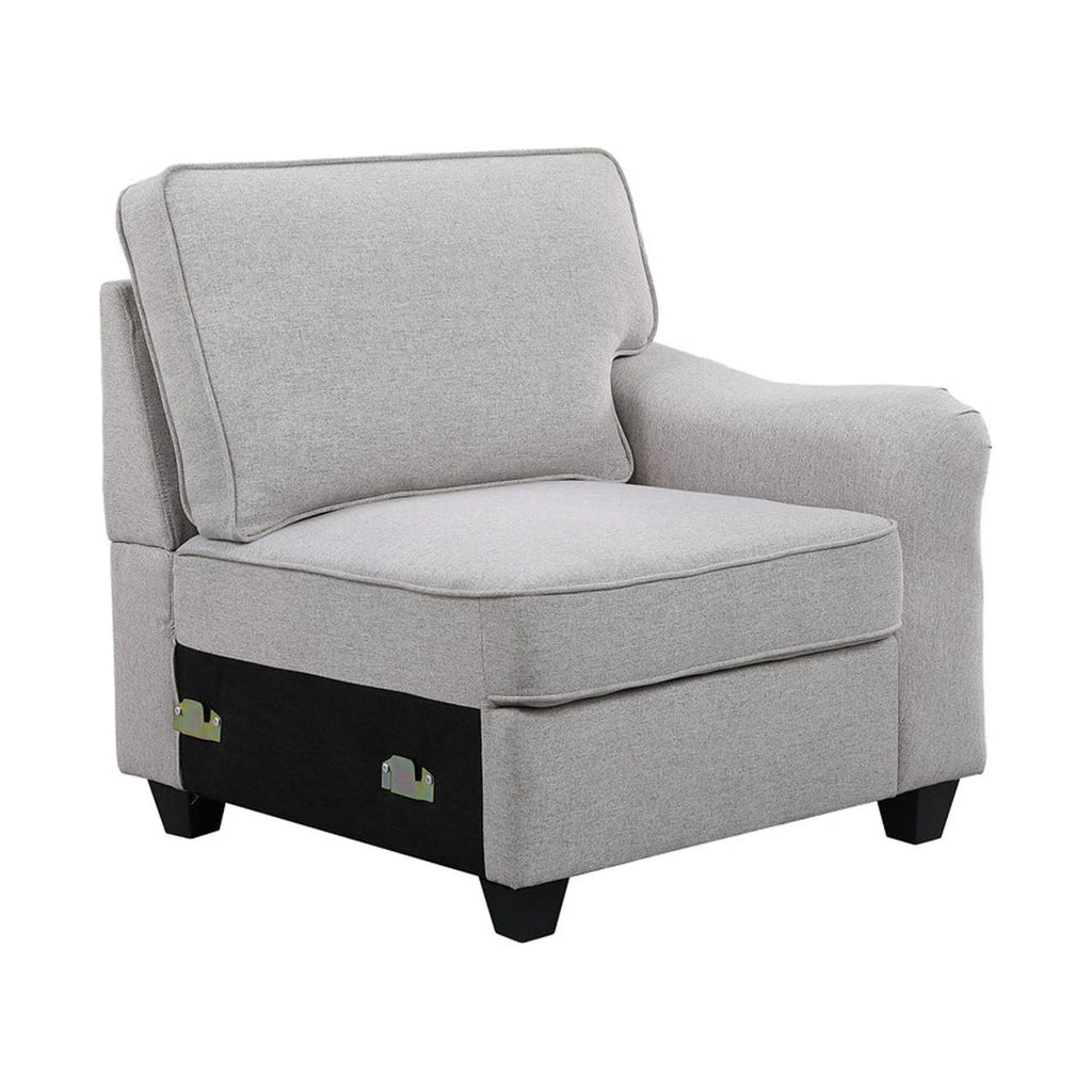 Dark Gray Linen 7Pc Modular Sectional Sofa Chaise and Ottoman I78123