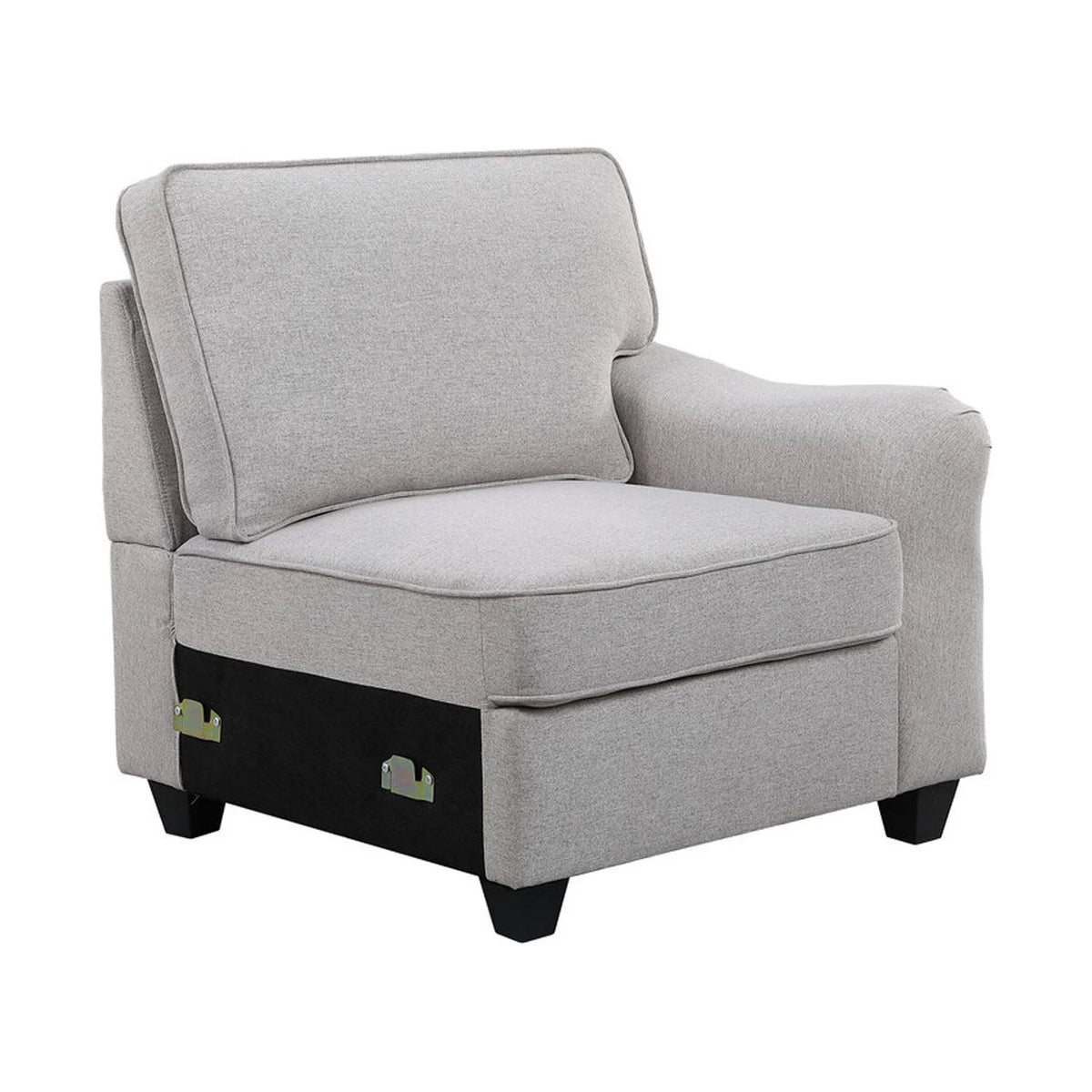 Dark Gray Linen 7Pc Modular Sectional Sofa Chaise and Ottoman I78123