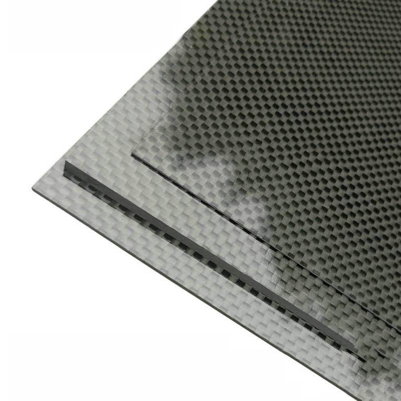 3K Black Plain Weave Carbon Fiber Plate Sheet Glossy Panel X1655
