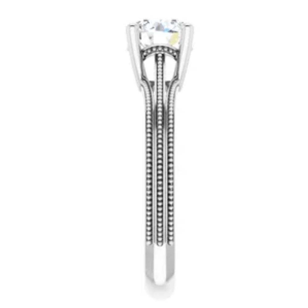 1 Ct Round Diamond Engagement Ring 14k White Gold N1251