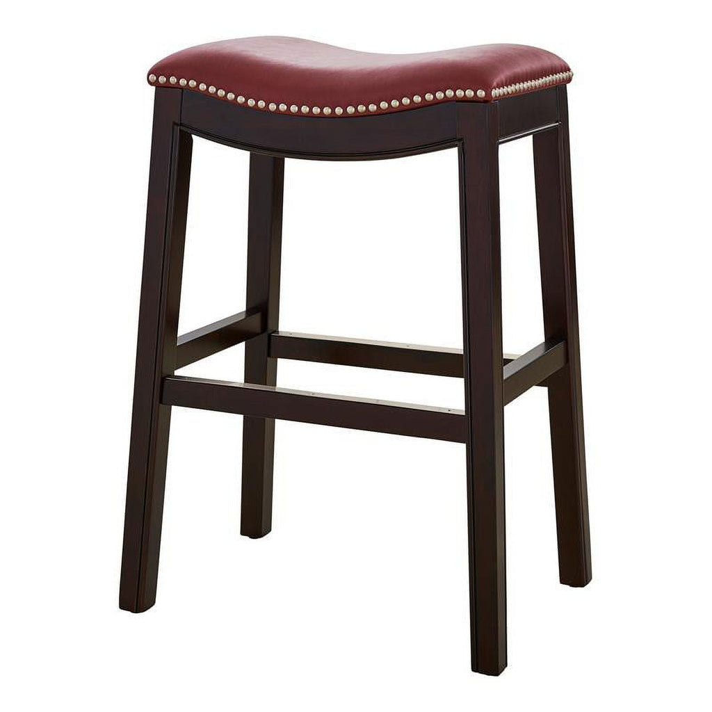 2 Piece Faux Leather Counter Height Barstool Set in Red M97816