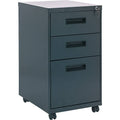 Three-Drawer Metal Pedestal File, Charcoal, Gray F4290