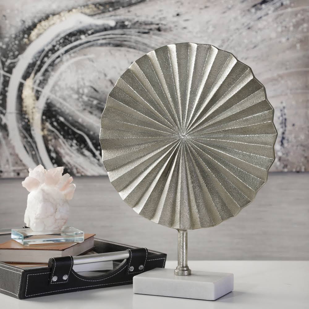 Fan Disk on Marble Base, Silver N2208