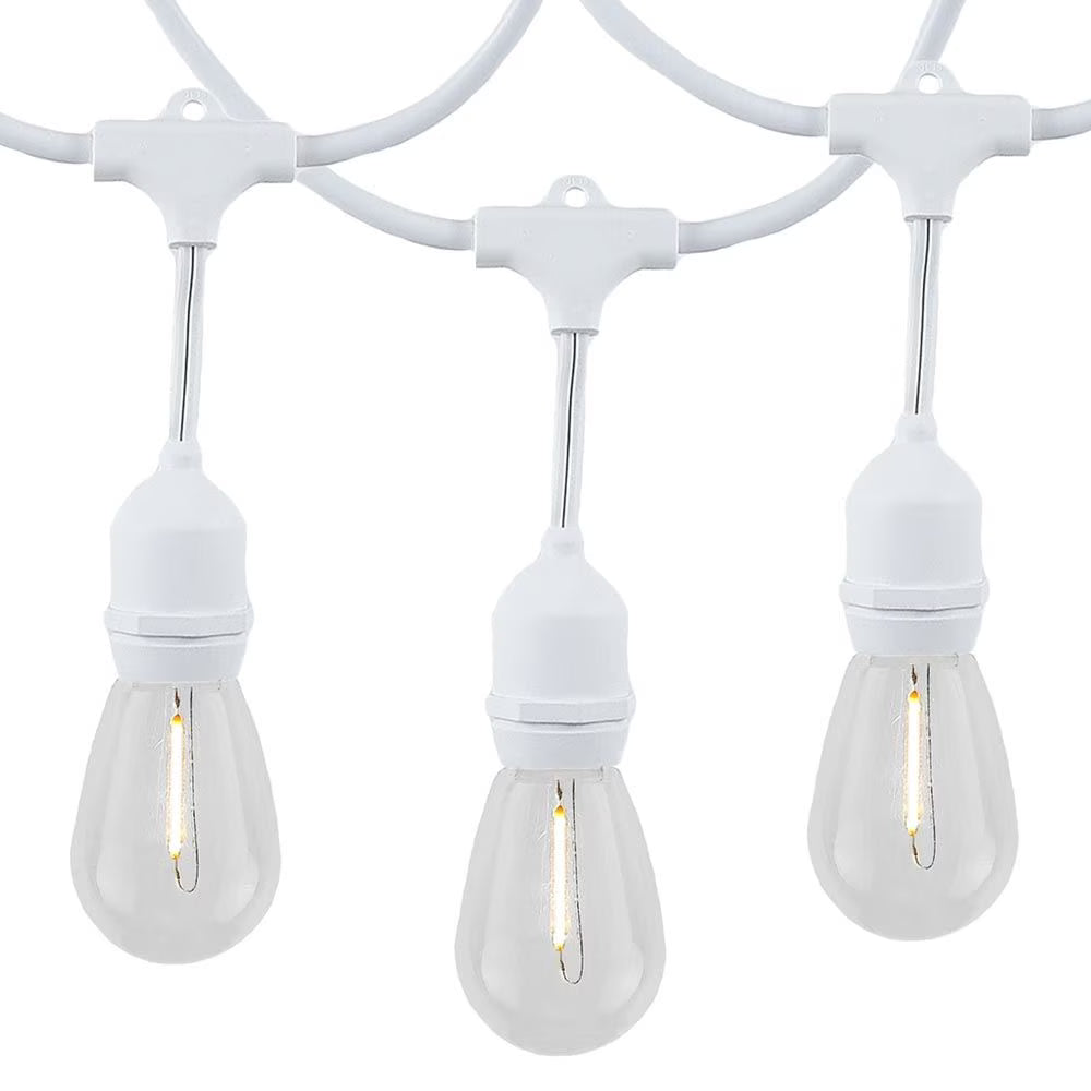 48' Warm White LED Filament S14 Outdoor String Lights, 24 Sockets Z74237