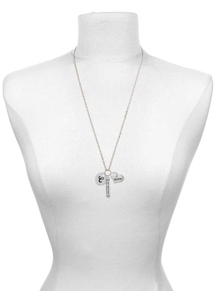 Silvertone Script Letter C Disc Zoe Necklace K895