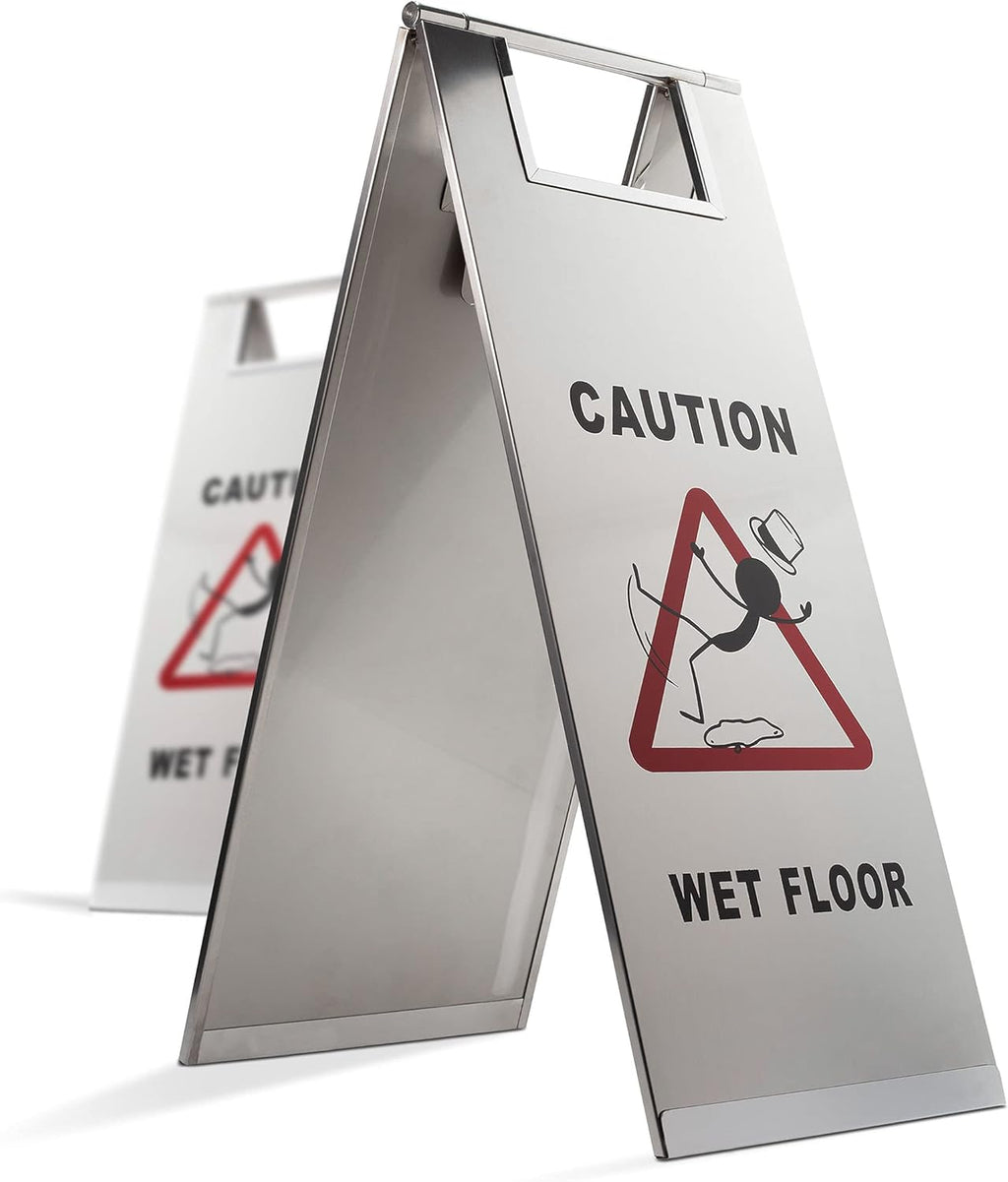 Stainless Steel Wet Floor Caution Sign Z542