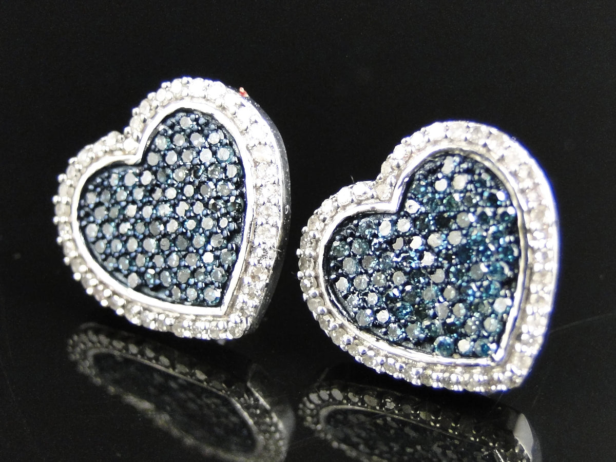 14k White Gold Diamond Heart Earring E14393