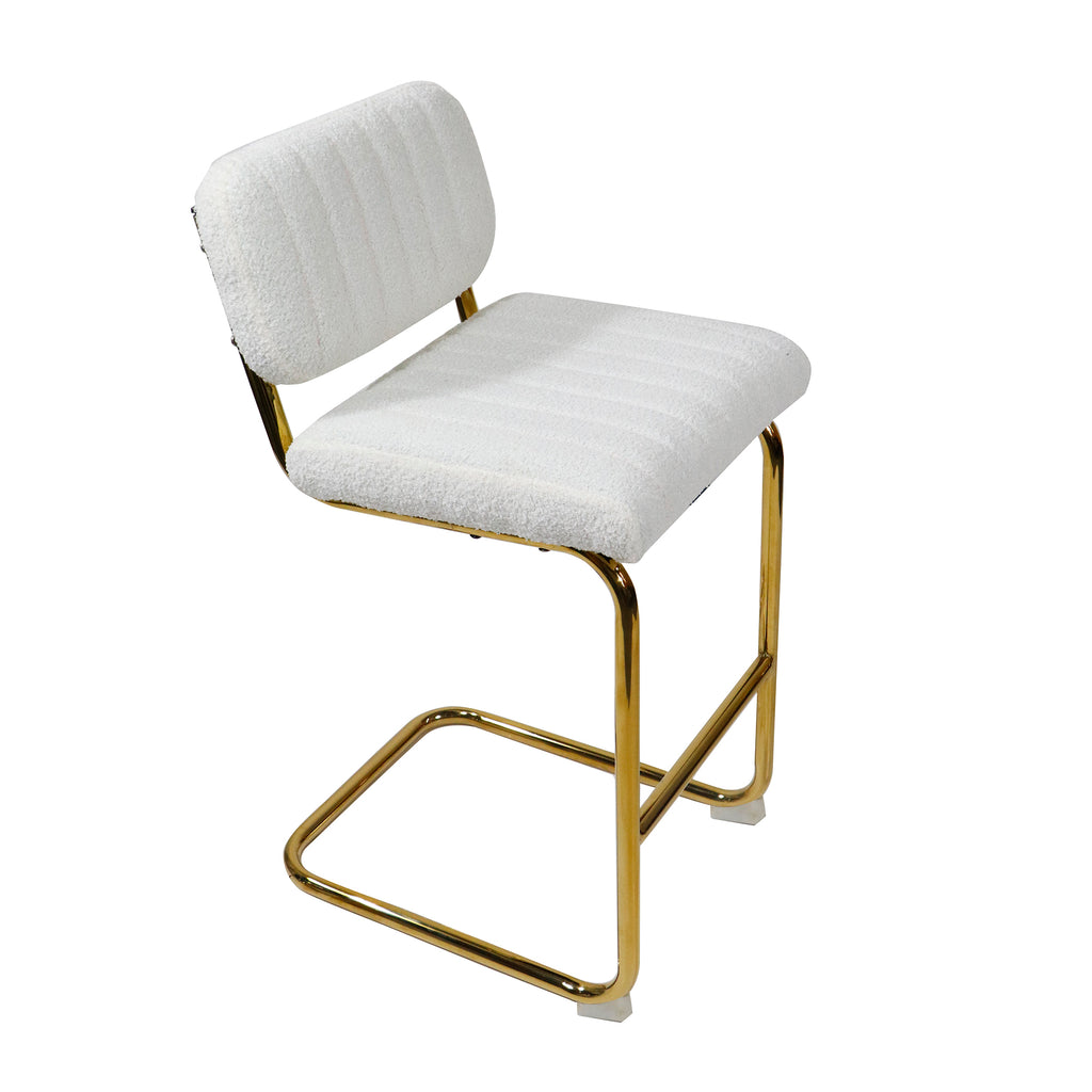 Ivory Boucle Fabric Counter Height Bar Stools Set of 2 B4327