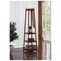 Walnut Finish Wooden Coat Hat Rack with 3 Tier Shelves T9241