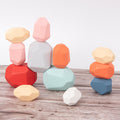 36 Pcs Wooden Colored Stone Stacking Game Building Block G138381
