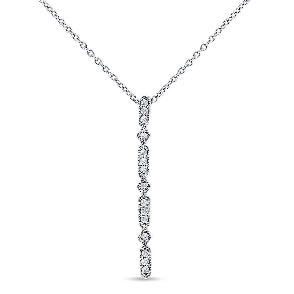 14K White Gold Diamond Drop Bar Pendant Necklace 18" M885835