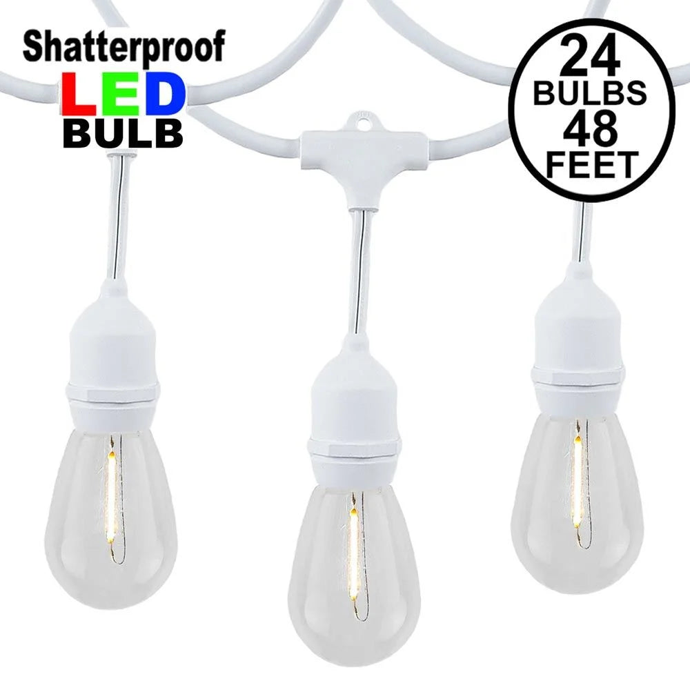 48' Warm White LED Filament S14 Outdoor String Lights, 24 Sockets Z74237