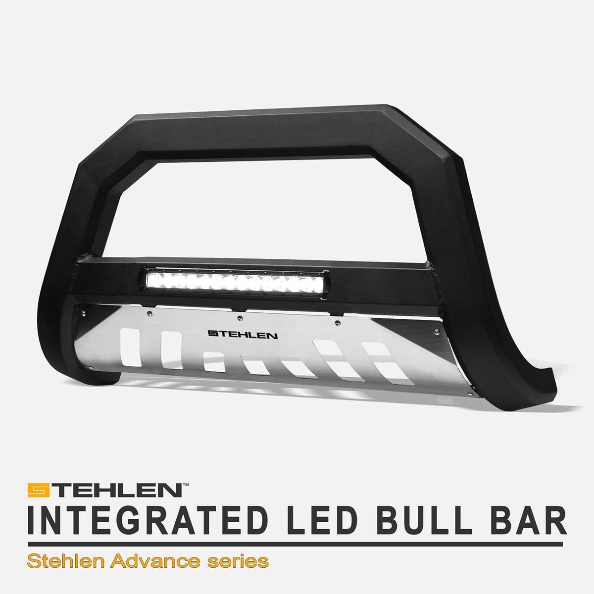 Matte Black Aluminum LED Bull Bar with Skid Plate X3800