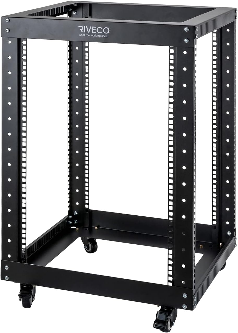 12U Open Frame Server Rack with Casters Black P747869