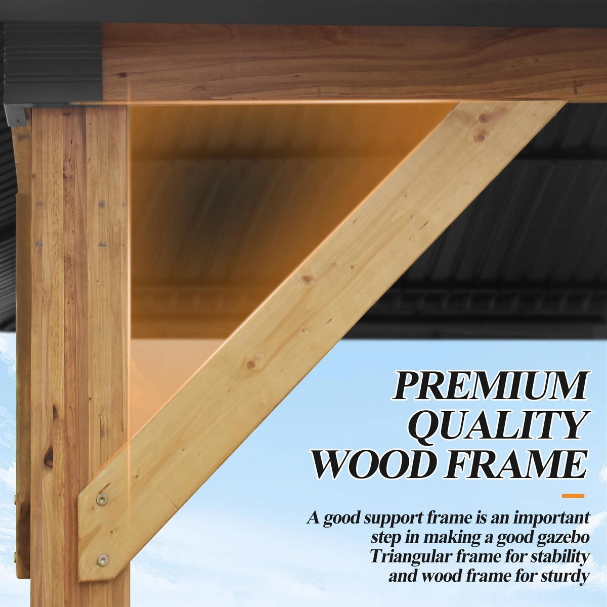 11’x13’ Outdoor Wooden Gazebo with Double Vented Roof U735