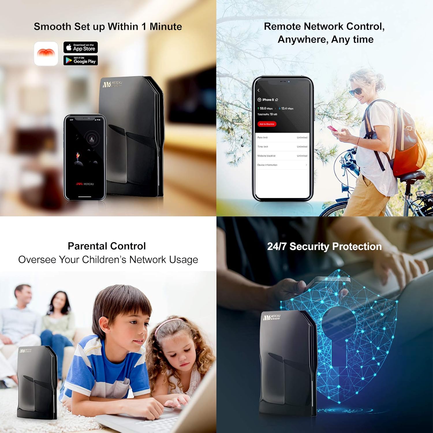 Cosmo Black Dual-Band Gigabit Mesh Wi-Fi 6 Router 1 Pack H711198