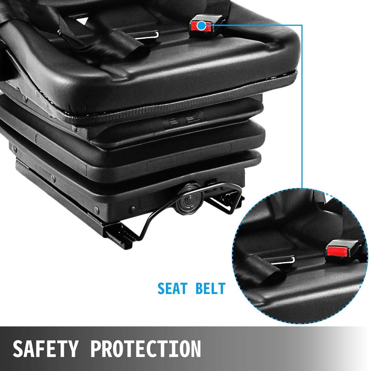 Suspension Seat with Slide Rails, Adjustable Backrest Headrest Armrest, Foldable Heavy Duty K11245