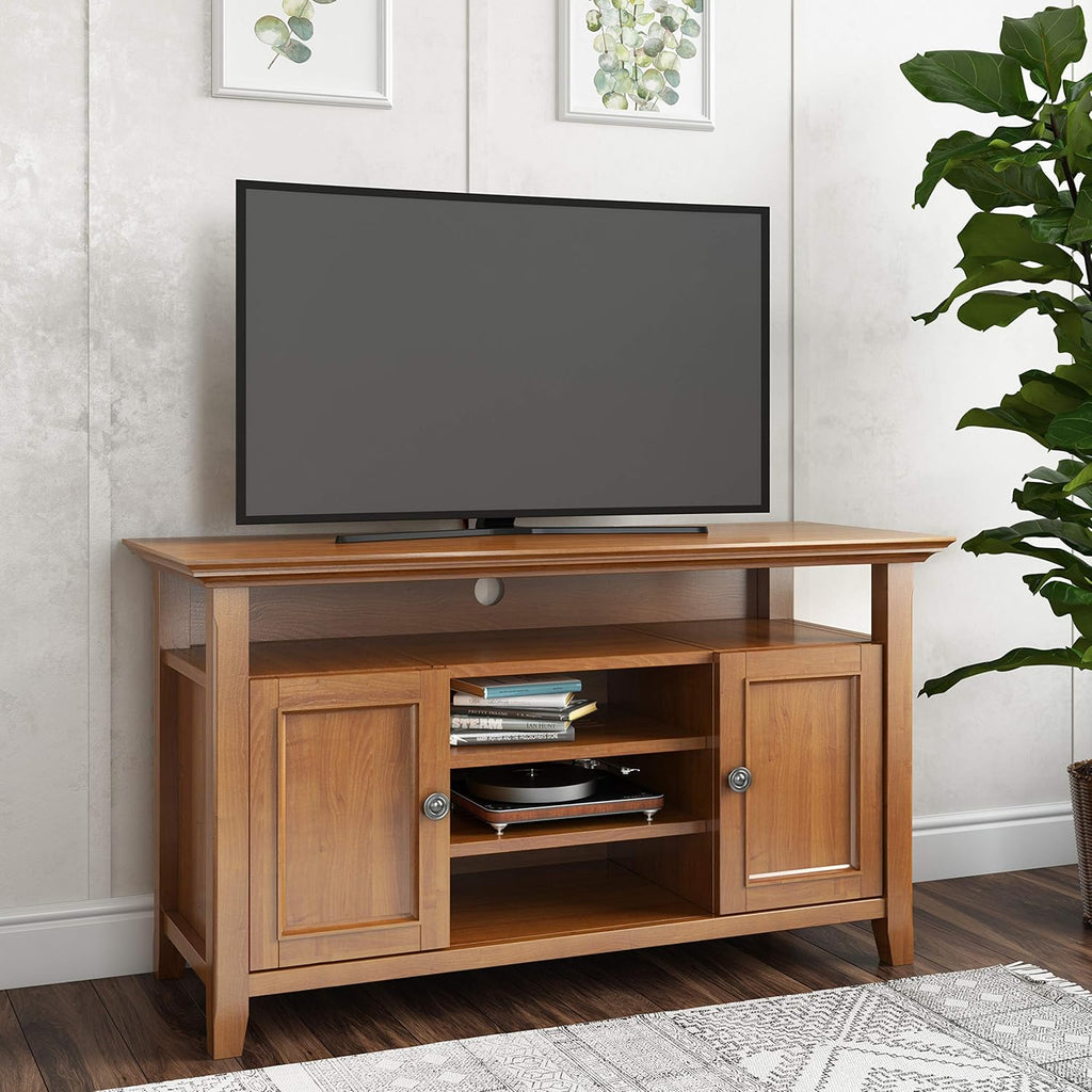 Solid Wood TV Media Stand with Storage Cabinet and Shelves J628830