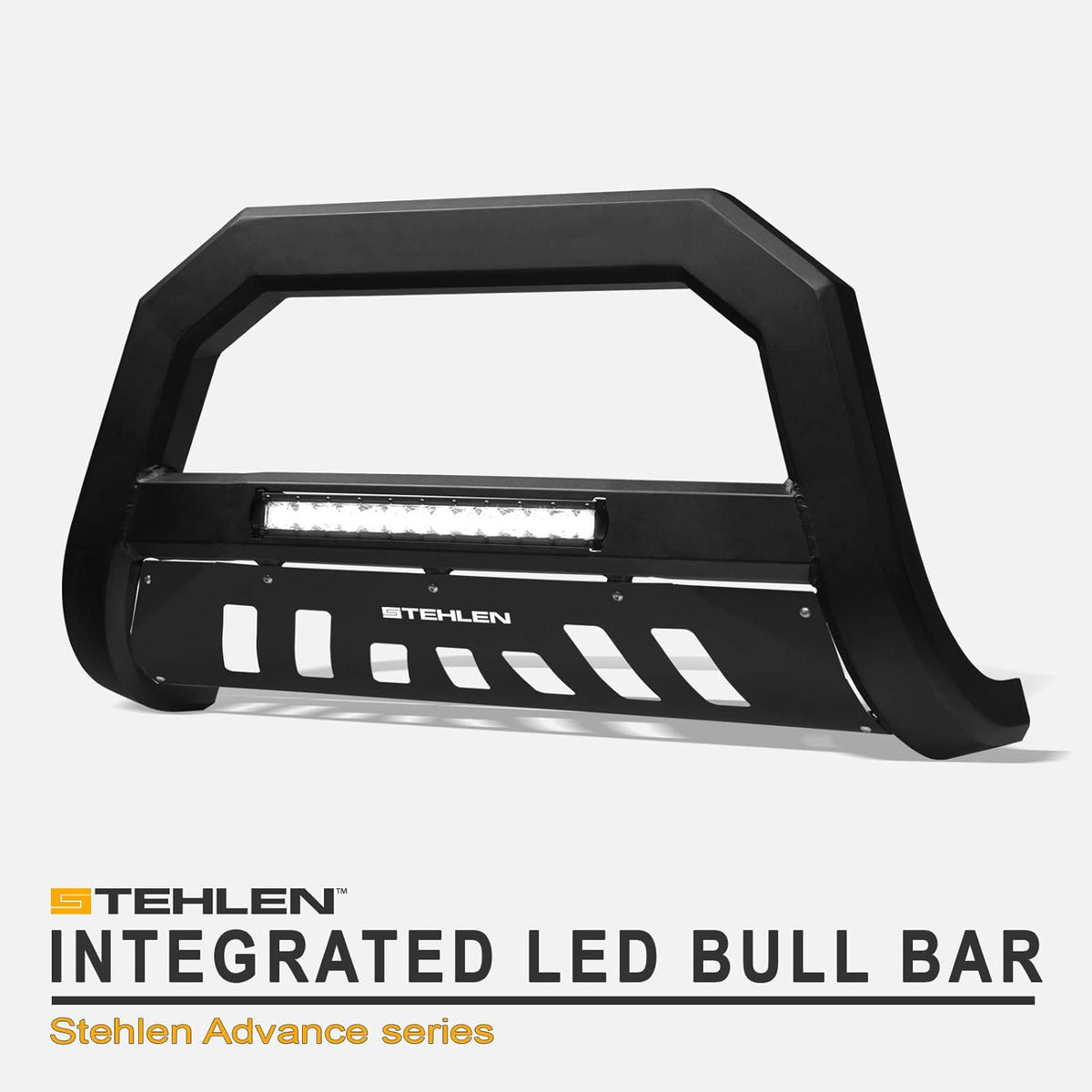 Matte Black Aluminum LED Bull Bar with Skid Plate X3800