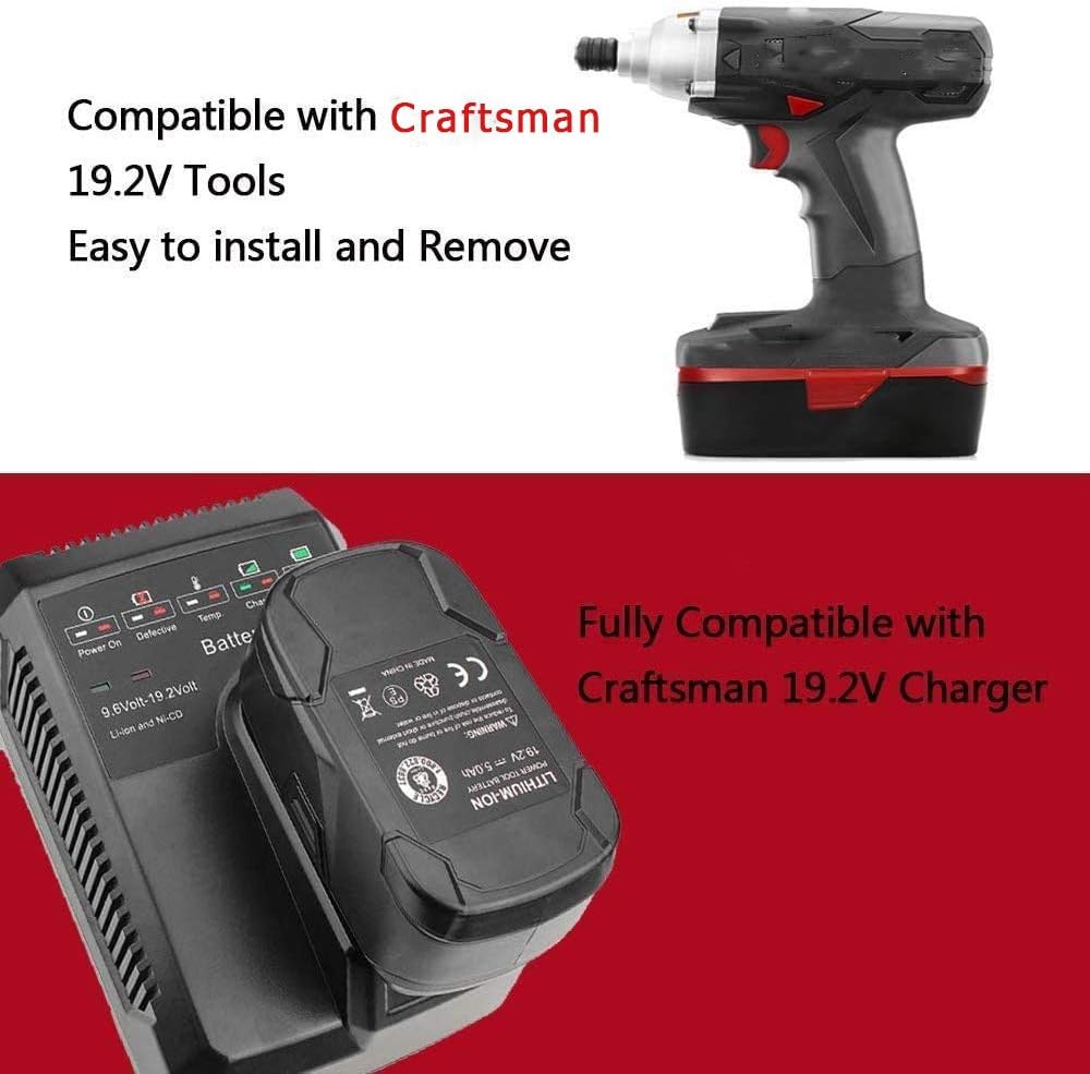 2 Pack 4000mAh Replacement Lithium Battery for Craftsman 19.2 Volt C3 T89559