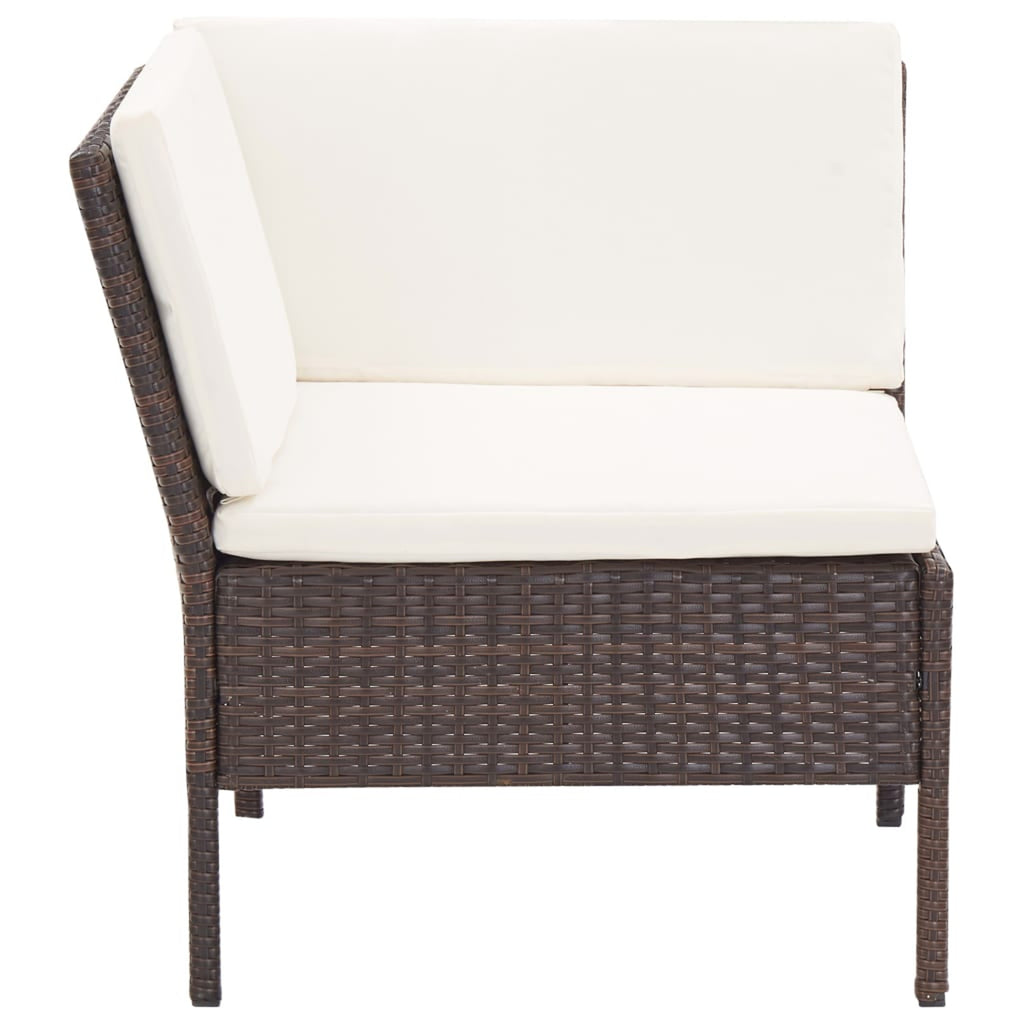 3 Piece Brown Poly Rattan Patio Conversation Sofa Set N65996