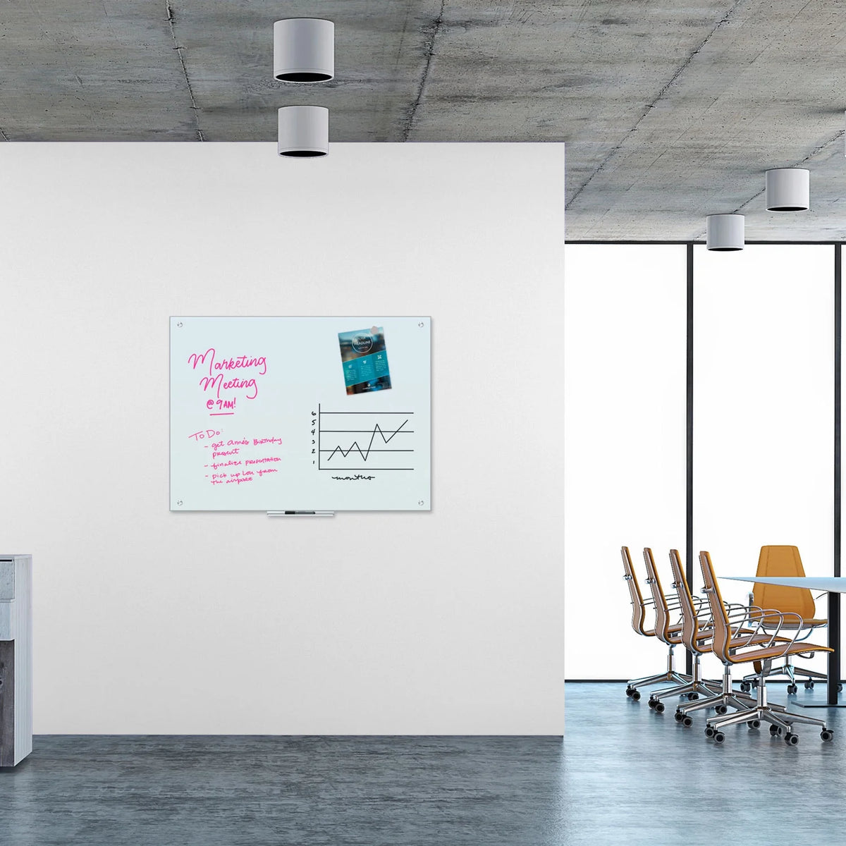 Magnetic Glass Dry Erase Board 48 x 36 White C290